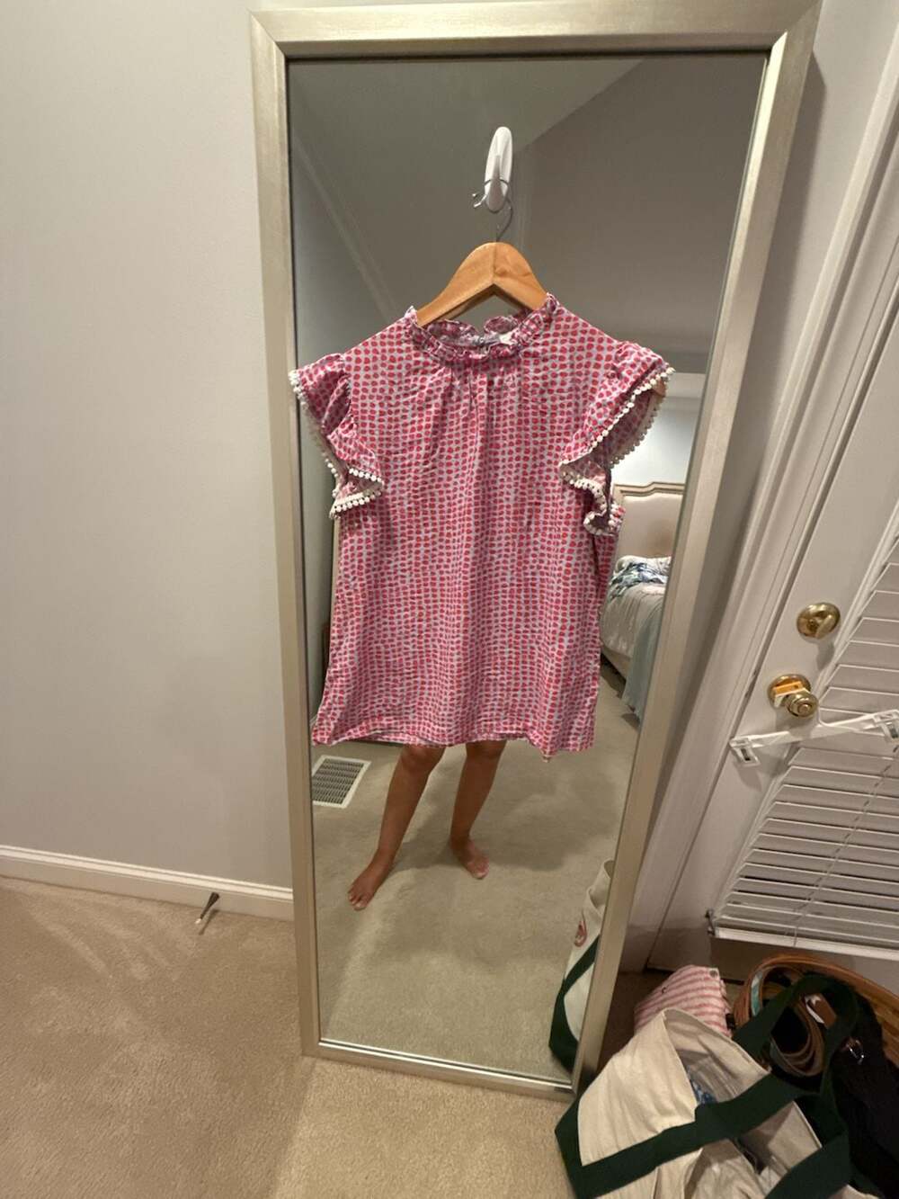 THML Ruffle Sleeve Blue and Red Polka Dot Blouse